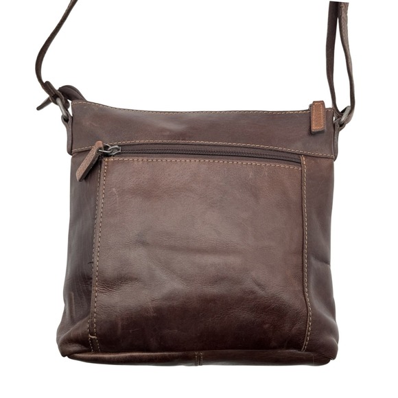 Jack Georges Voyager Leather City Crossbody Bag #7298 Brown Genuine Leather - Picture 4 of 10